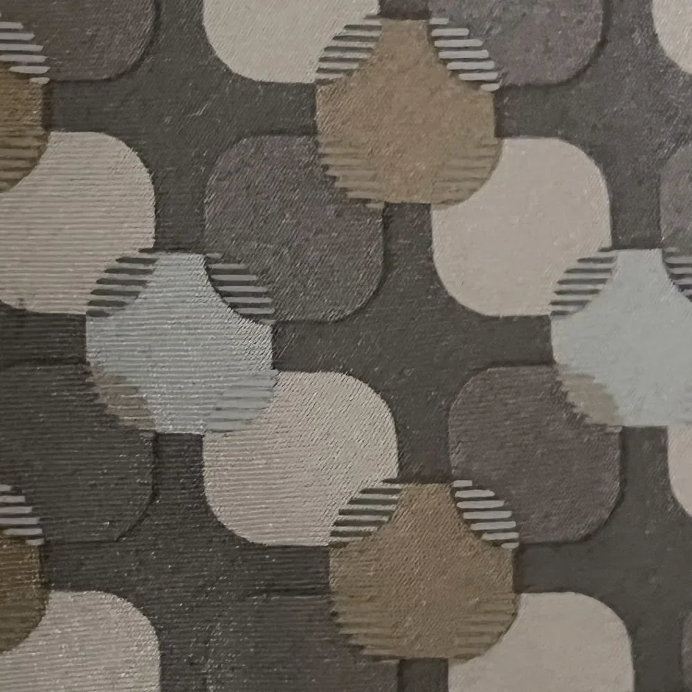 DKNY 100% Silk Designer Tie Gray Beige Geometric Business Casual Neutral Necktie